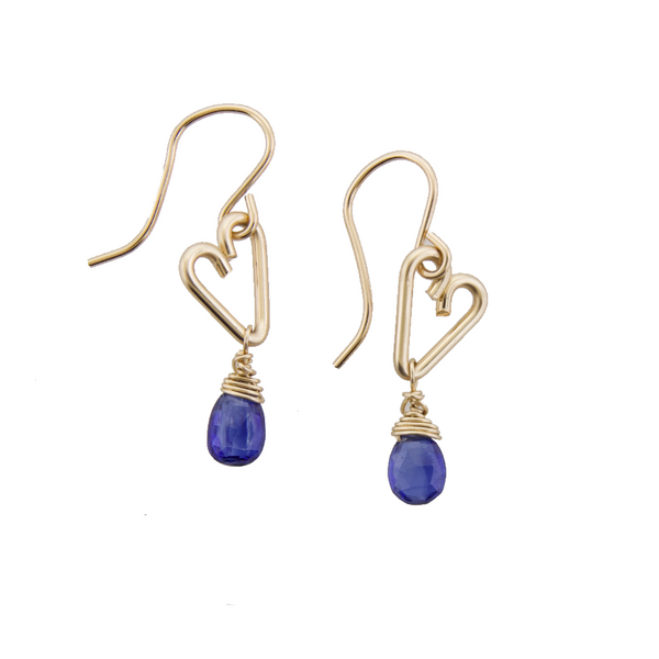Heart Drop Bottle Earrings - Iolite - Small