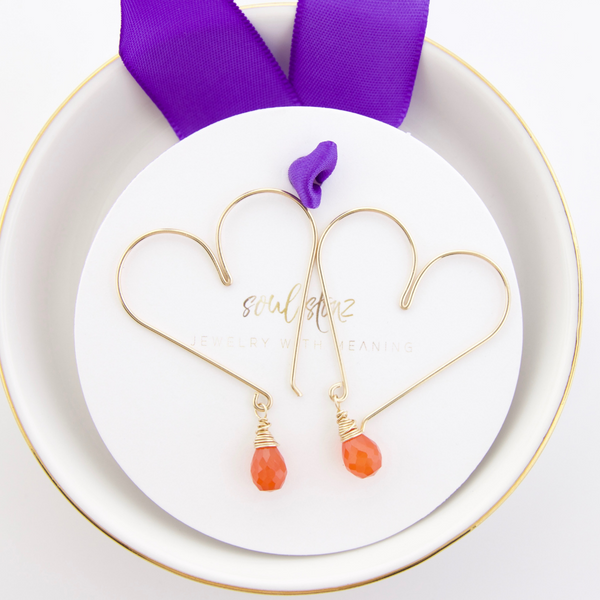 Heart Hoops Medium - Carnelian