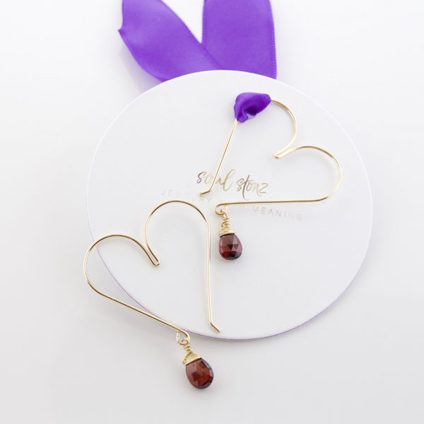 Heart Hoops Medium - Garnet