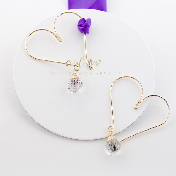 Heart Hoops - Medium Herikmer Diamond