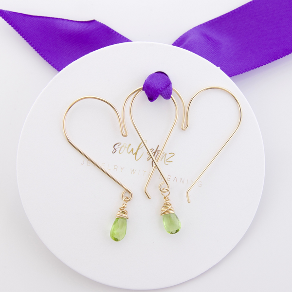 Heart Hoops - Medium Peridot