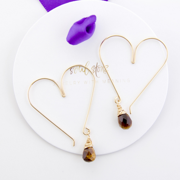 Heart Hoops - Tigers Eye Medium