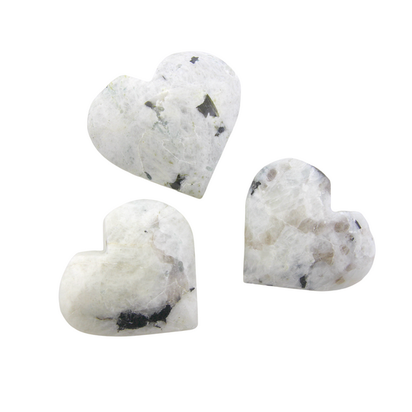 Large Heart Palm Stones - Rainbow Moonstone