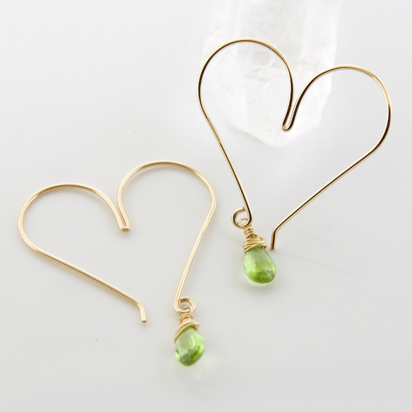 Heart Hoops - Medium Peridot