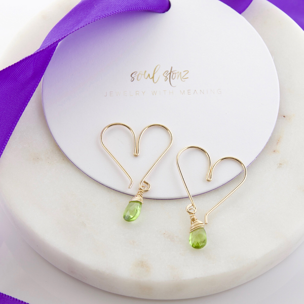 Heart Hoops Small - Peridot