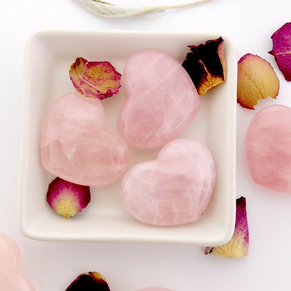Heart Palm Stones - Rose Quartz