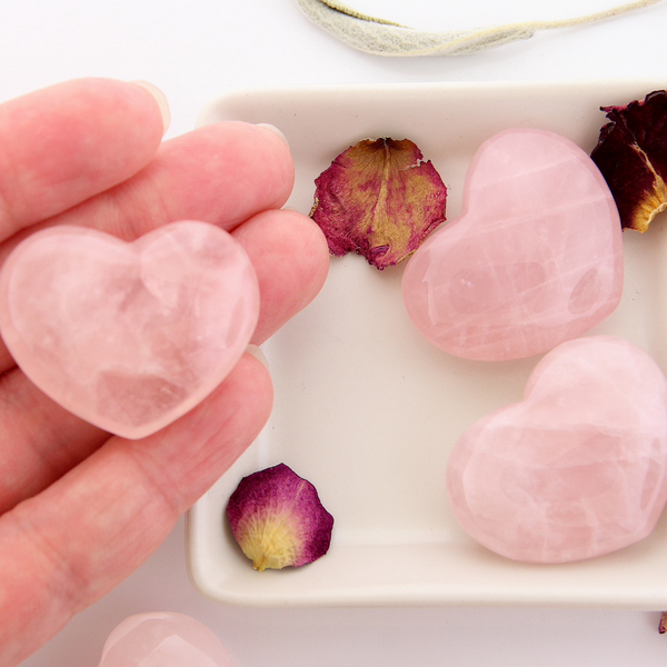 Heart Palm Stones - Rose Quartz