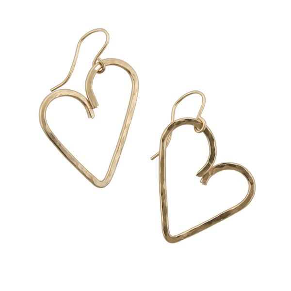 Hammered Heart Earrings - Small