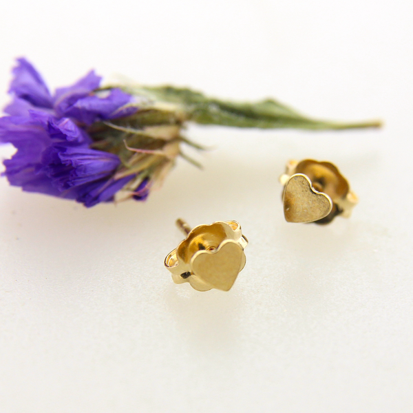 Teeny Tiny Heart Earring Studs - Gold-filled