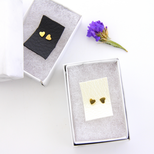 Teeny Tiny Heart Earring Studs - Gold-filled