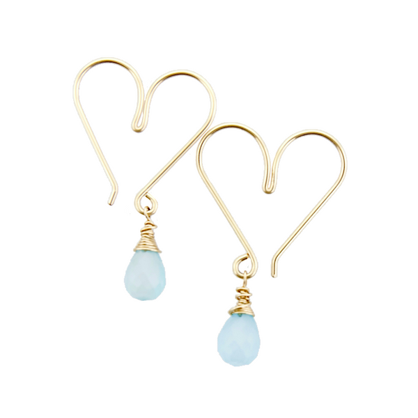 Heart Hoops Small - Aqua Chalcedony