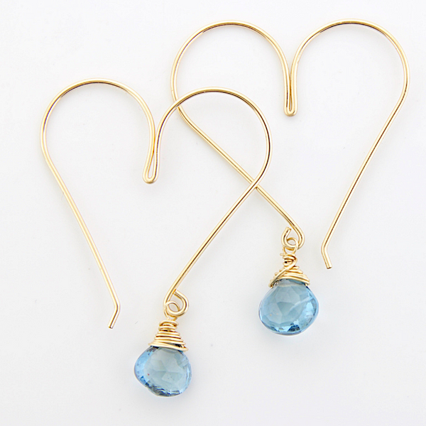 Heart Hoops Medium  - Blue Topaz