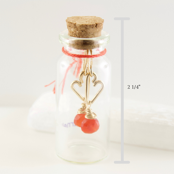 Heart Drop Bottle Earrings - Carnelian - Small