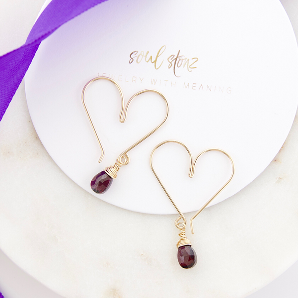 Heart Hoops Small - Garnet