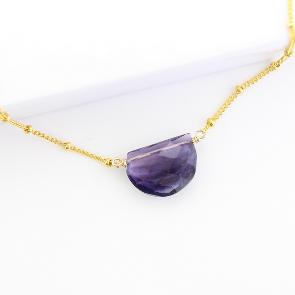 Half Moon Gemstone Necklace - Flourite