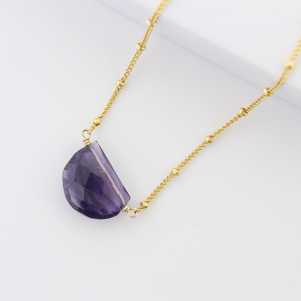 Half Moon Gemstone Necklace - Flourite
