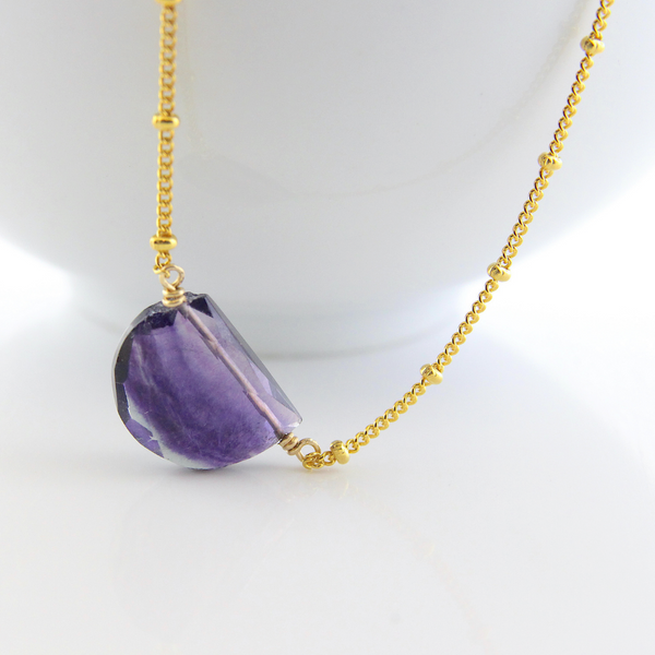 Half Moon Gemstone Necklace - Flourite