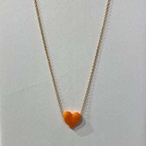 Murano Glass Heart Necklace - Orange