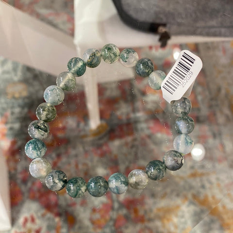 Stretch Bracelet -Moss Agate 8mm