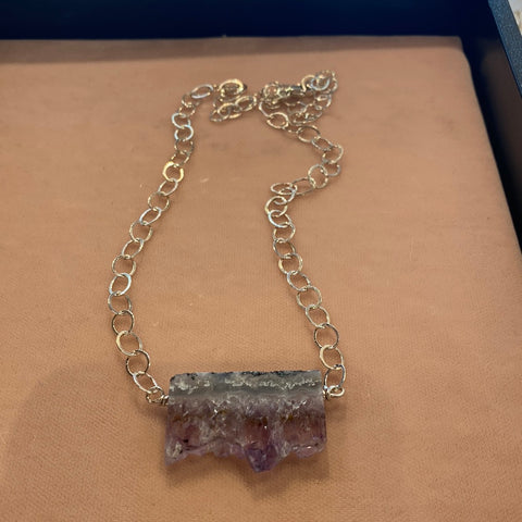 Amethyst slice on sterling silver