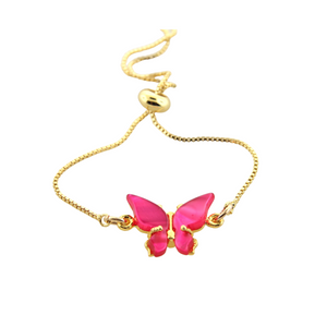 Butterfly Adjustable Bracelet - Fushia