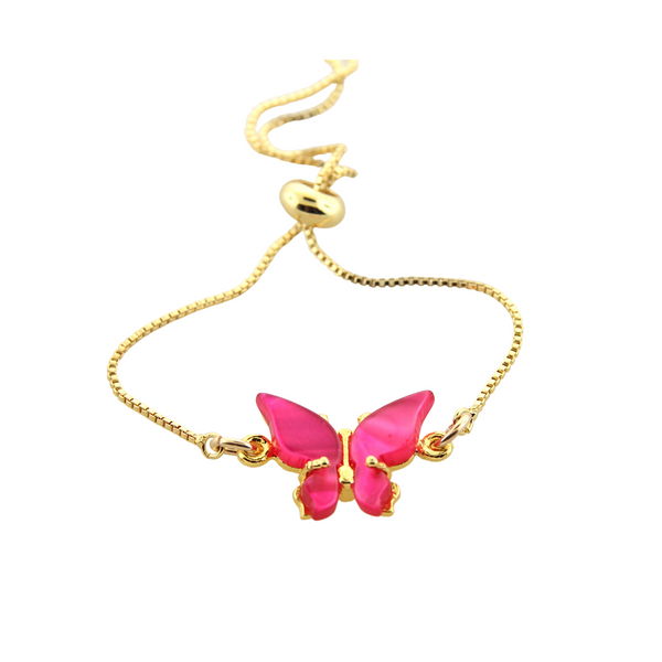 Butterfly Adjustable Bracelet - Fushia