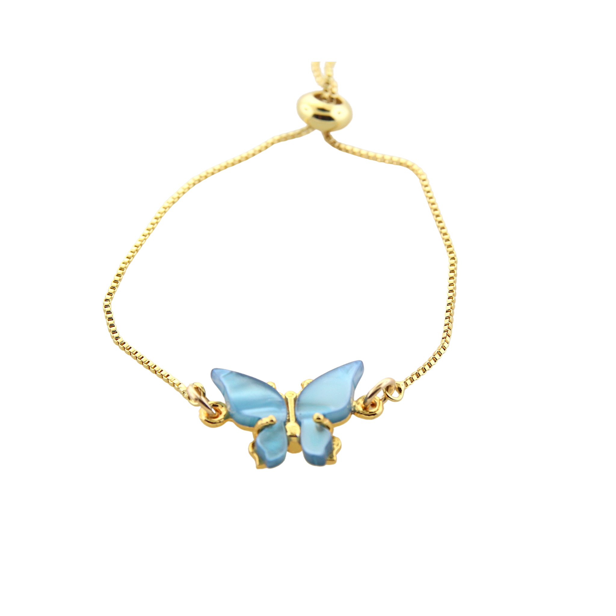 Butterfly Adjustable Bracelet - Light Blue