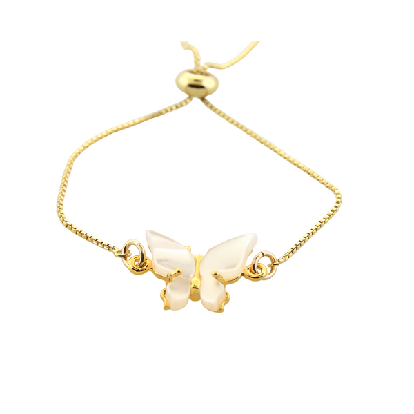 Butterfly Adjustable Bracelet - Pearl White
