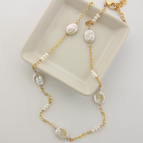 Belle - Freshwater Pearls on Gold filed Chain