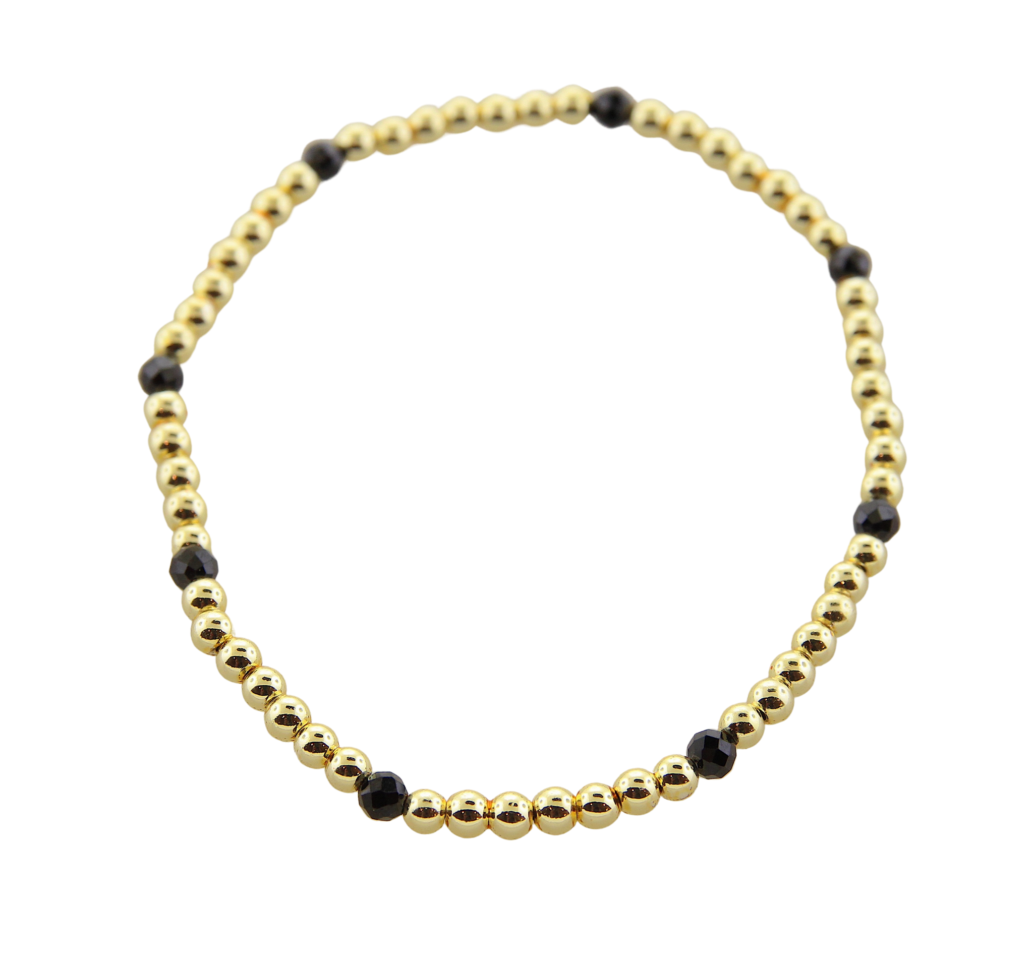 3mm Gold Plated Hematite & Gemstones  Stretch