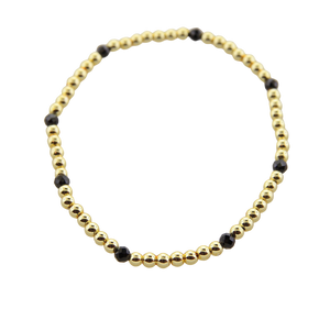 3mm Gold Plated Hematite & Gemstones  Stretch
