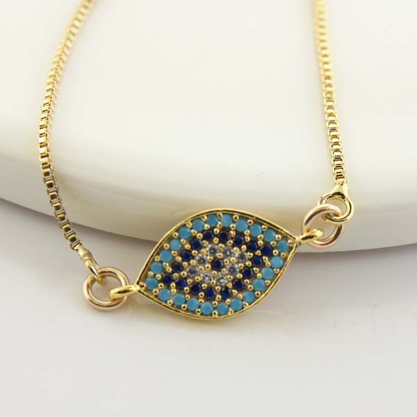 Blue CZ Evil Eye Bracelet