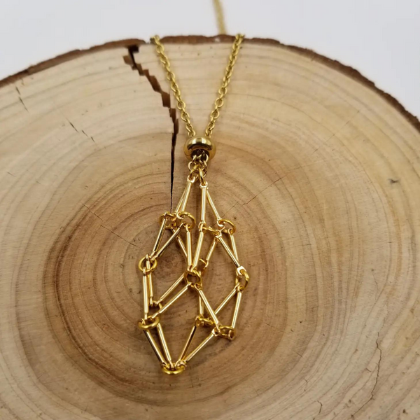 Macrame Golden Cage Necklace