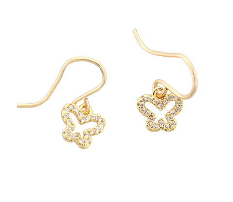 Tiny Butterfly Pave Earrings - CZ