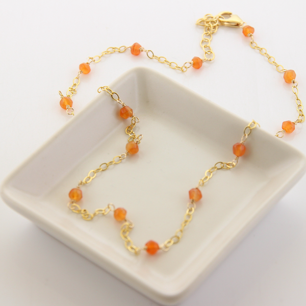 Capri - Carnelian Beaded Chain Necklace