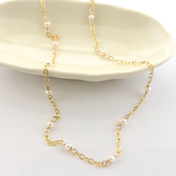 Capri - Fresh Water Pearls on Gold filed Chain