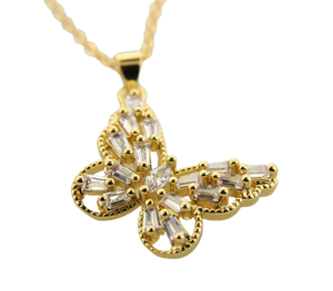 Clear CZ Butterfly Necklace