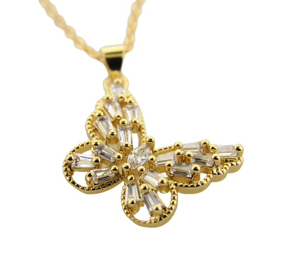 Clear CZ Butterfly Necklace