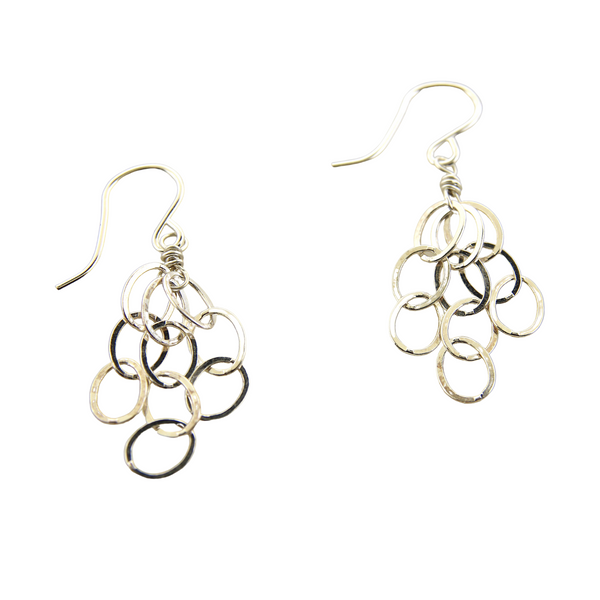 Small Cluster Link Earrings - Sterling Silver