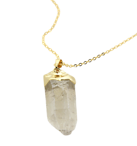 Crystal Quartz Point with Gold Plated Bail