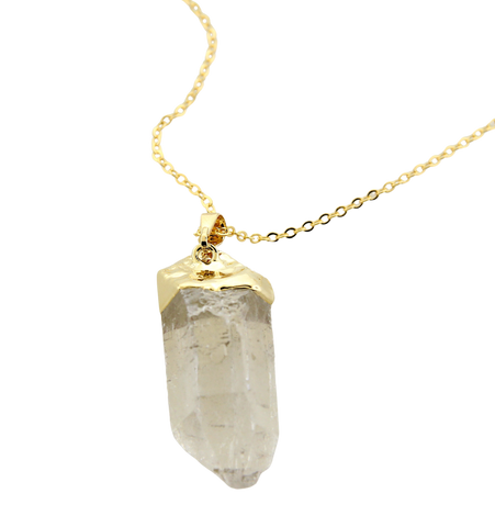 Crystal Quartz Point with Gold Plated Bail