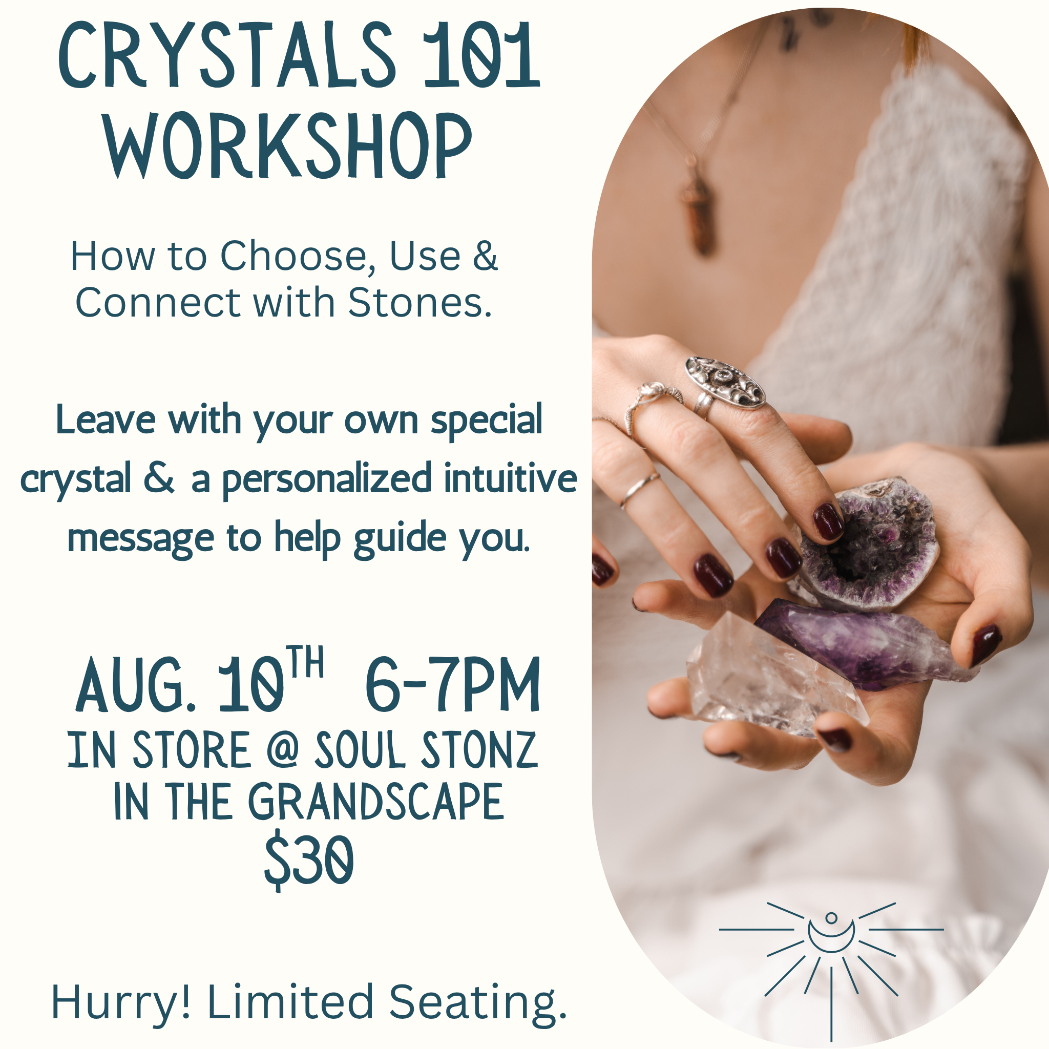 Crystals 101 Class, Aug 10th., 6-7pm