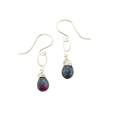 Dainty Drops - Ruby in Zoisite on Sterling Silver