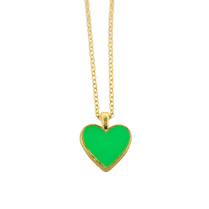 Enamel Heart Pendant - Green
