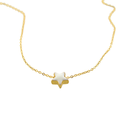 Enamel Star Necklace - White