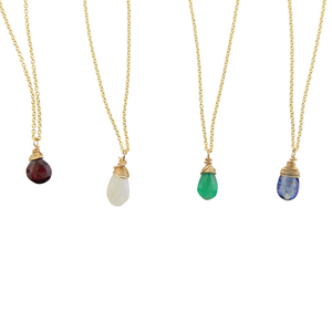 Gemstone Drop Necklaces on 14K Plated chain