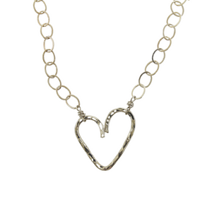 Hammered Heart Large Link Chain - Sterling Silver