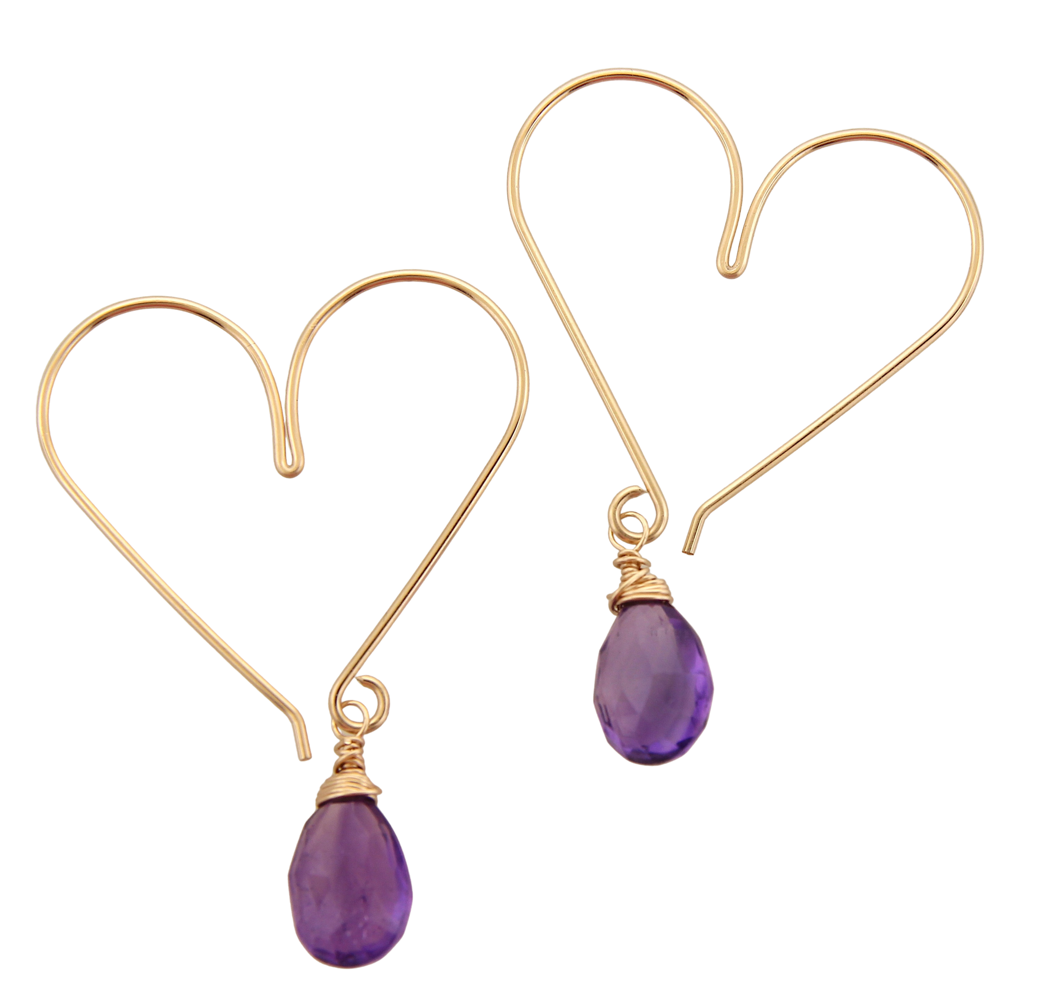 Heart Hoops Medium -Amethyst