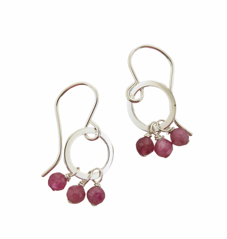 Shine Silver Earrings - Pink Tourmaline