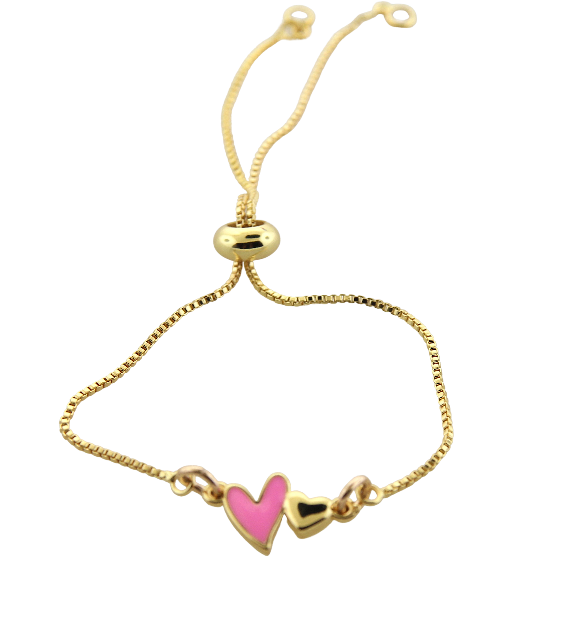 Double Heart Adjustable Bracelet - Pink